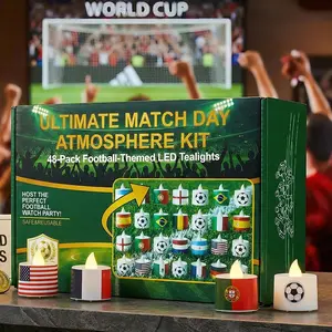 World Cup DIY Candle Kit – 48 Tea Lights + 60 Flag Stickers + 40 Soccer Stickers – Perfect for Match Day Parties & Game Night Decor