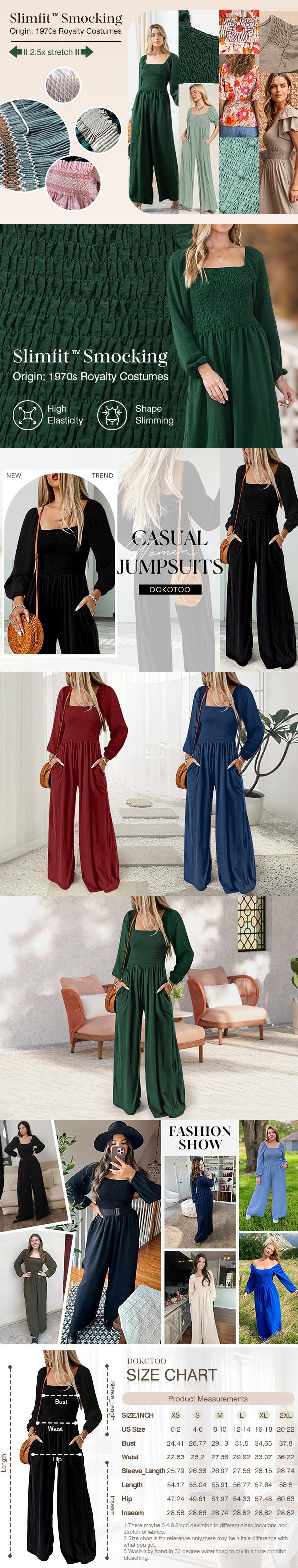 Dokotoo Women's Casual Loose Overalls Jumpsuits One Piece Long Sleeve Wide Leg Long Pant Rompers With Pockets Dokotoo Women's Casual Loose Overalls Jumpsuits One Piece Long Sleeve Wide Leg Long Pant Rompers With Pockets