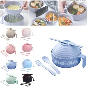 SnapFixMate 6 Piece Set Microwave Ramen Bowl with Lid,Ramen Bowl Set,Microwave Noodle Bowl with Lid Ramen Bowl with Chopsticks and Spoon,Ramen Noodle Microwave Bowl - Ramen Noodle Bowls Microwavable Christmas,Newyear,TikTokShopBlackFriday