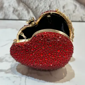1pc women's fashion shiny heart-shaped rhinestone handbag design wedding handbag evening dress women's party handbag wallet