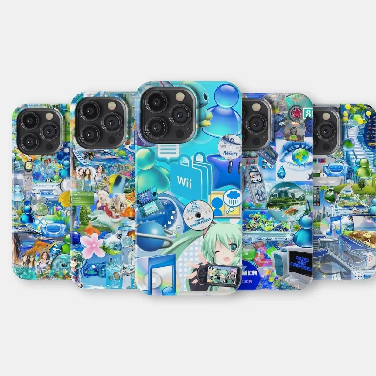 Frutiger Aero Phone Case Retro Tech Design Compatible with iPhone 11, 12, 13, 14, 15, 16, 17 & Samsung S22 S23 S24 S25 S26 – check our available sizes
