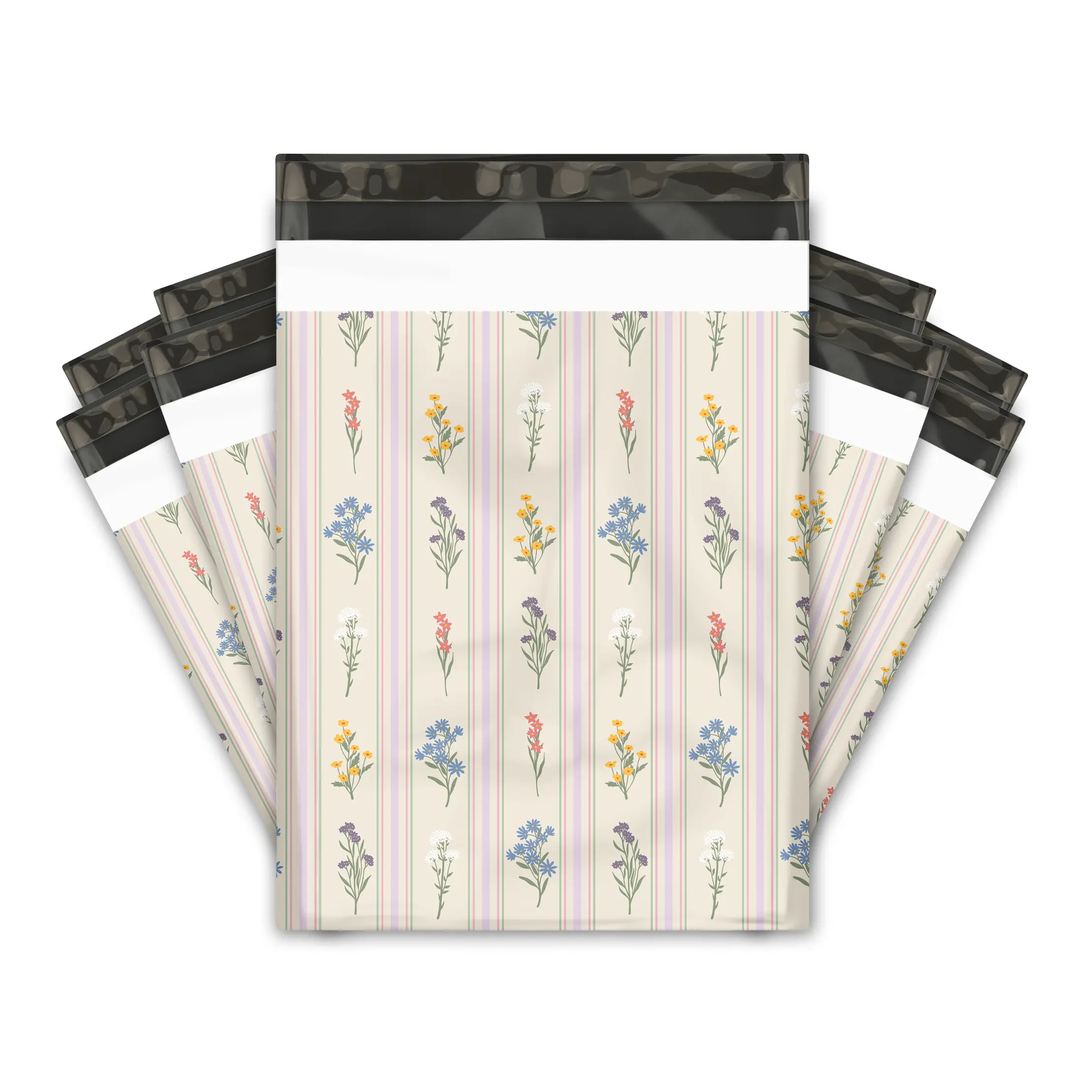 10x13 Striped Florals Poly Mailers – Shipping Bags for Small Business