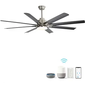 66 in Large Ceiling Fan with Downrods Set, 8 ABS Blades, Dimmable LED Light, Smart Remote Control, Reversible DC Motor for Living Room