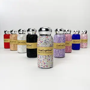 Cupcupmore 8oz Bling Rhinestone Vacuum cup Flasks Double Wall Stainless Steel Insulated tumbler with Leak-proof Lid Glitter Water bottled,Sparkle Coffee Mug for Women Men,Keeps Cold 12 Hours and Hot 6 Hours Drinkware Cup Travel Mug Portable