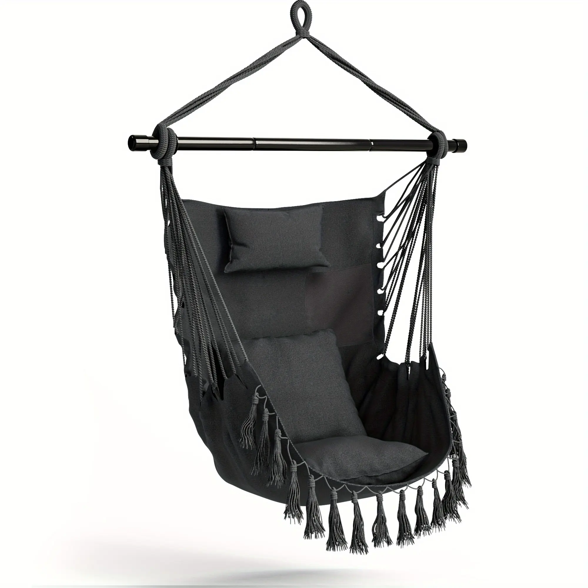 Hanging Rope Swing Chair with Soft Pillow and Cushions