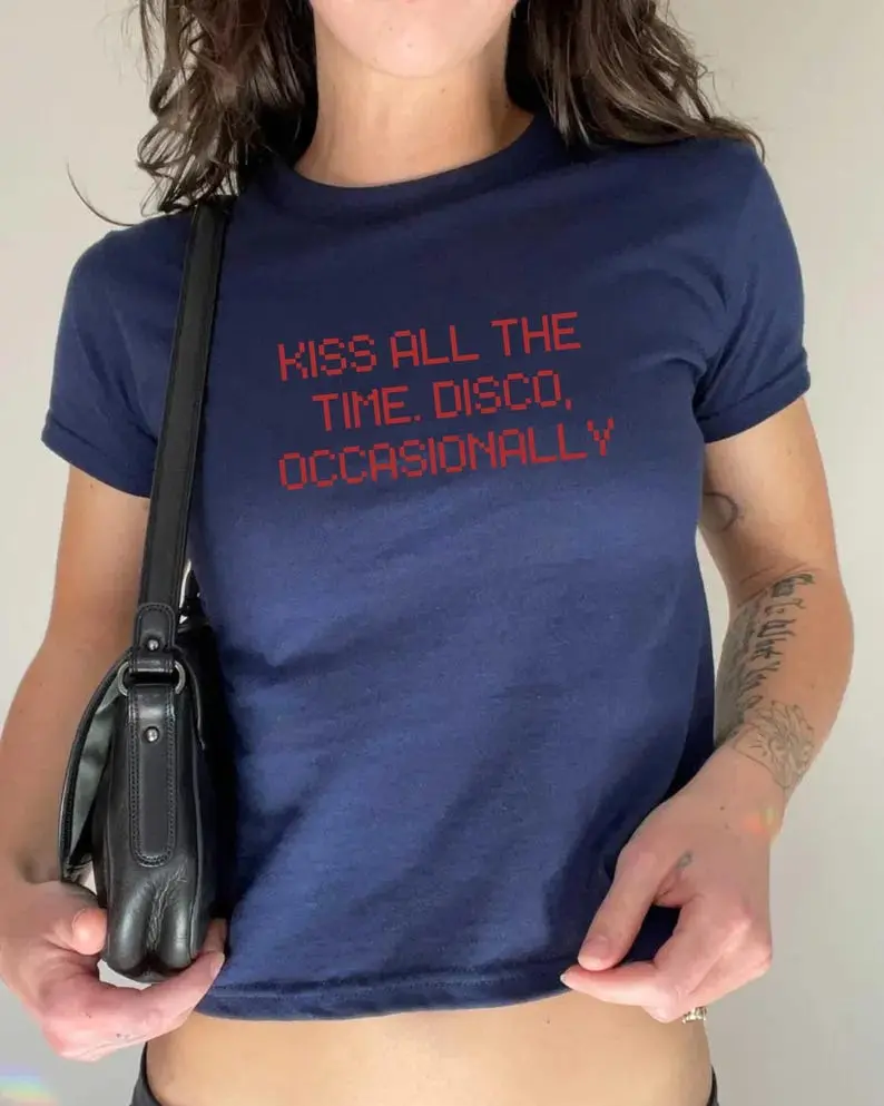 Kiss All The Time. Disco, Sometimes. Baby tee shirt, y2k baby tee, new album