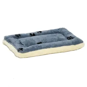Homes for Pets Reversible Paw Print Pet Bed in Blue / White, Dog Bed Measures 17L x 11W x 1.5H for 'Tiny' Dog Breed, Machine Wash