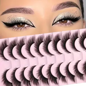 8D artificial fur cat eye D Curl eyelashes, 10 pairs of fox eye eyelashes, angel wing eyelashes, Diy dramatic lashes, 0.63-inch false eyelashes, Eyelash Extension, Cosmetic Eyelash Extension