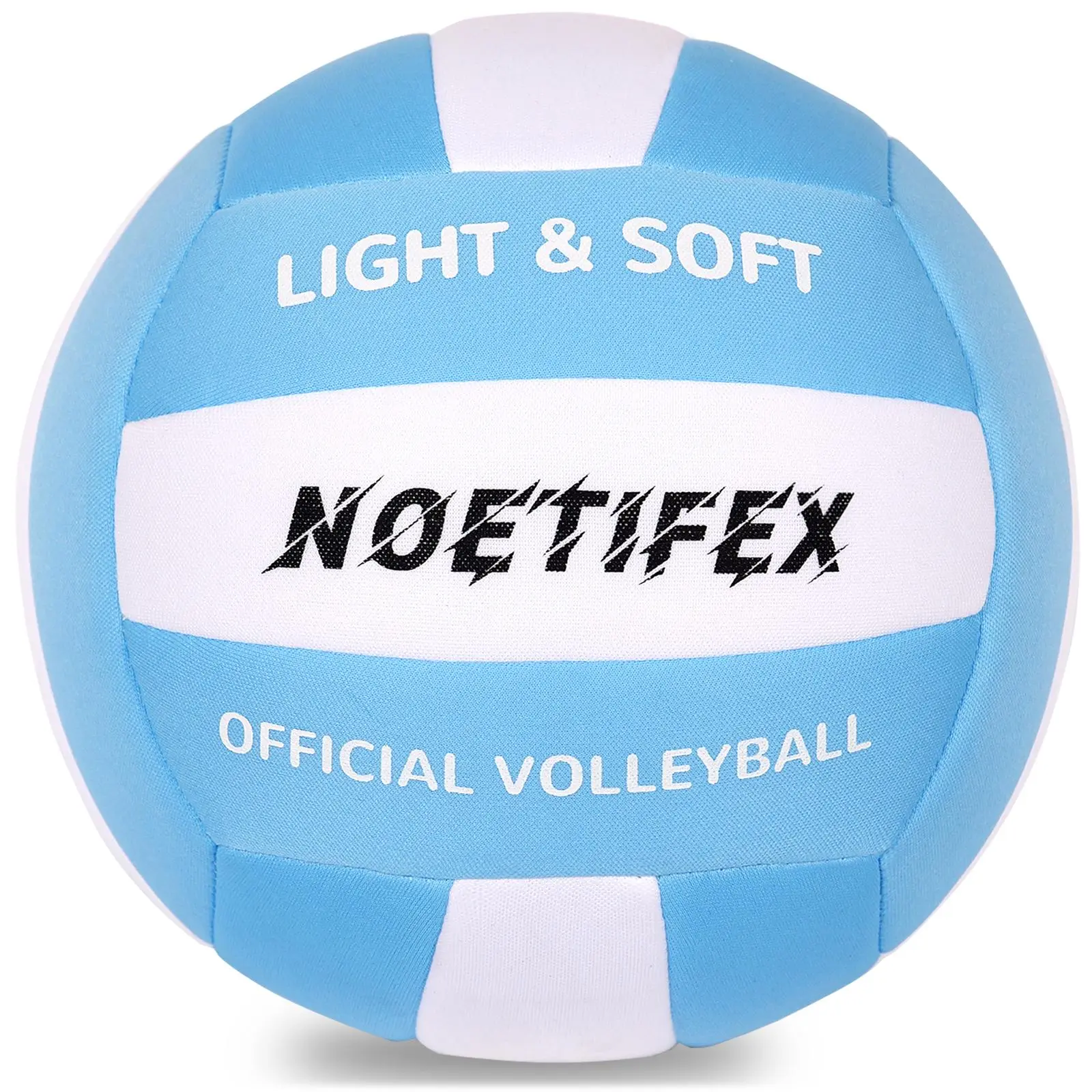 Soft Volleyball, Light Blue & White Quiet Lightweight Ball for Kids and Beginners, Ideal for Indoor and Outdoor Play