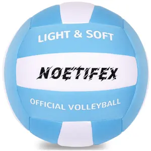 Soft Volleyball, Light Blue & White Quiet Lightweight Ball for Kids and Beginners, Ideal for Indoor and Outdoor Play