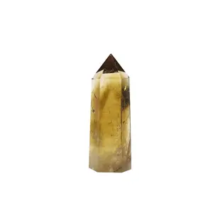 Natural Brazilian Citrine Point Crystal Tower Polished Hexagonal Wand 0.71-0.87 Inch Diameter 1.97-3.54 Inch Height Yellow Energy Healing Stone for Home Decor Anti-oxidation Fade-resistant Long-lasting