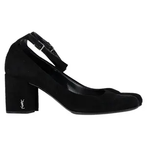 Pre-owned Saint Laurent Saint Laurent Babies Ankle Strap Pumps in Black Suede by Rebag