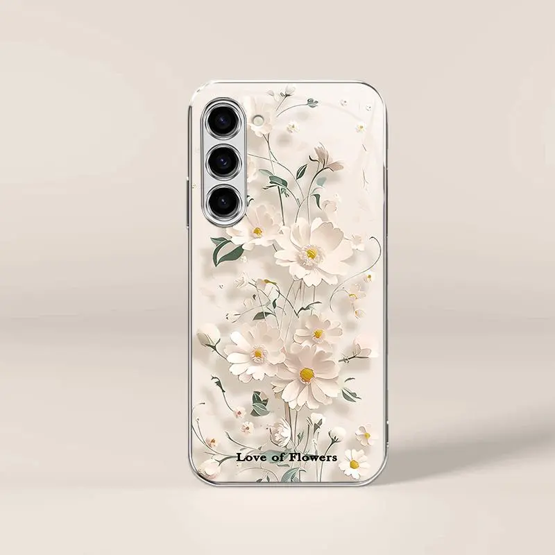 Creative paper-cut flowers for【Galaxy S23+】advanced electroplated glass phone case --975