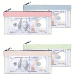 Zipper Wallet, Cash Envelope, Money Bag, Transparent Bank Deposit Bag, Bank Bag, Cash Bag, Coin Bag, Transparent Pencil Case with Zipper, Cosmetics Storage Bag, Clear Plastic, Can Be Used for Cash, School Supplies, Cosmetics and Travel