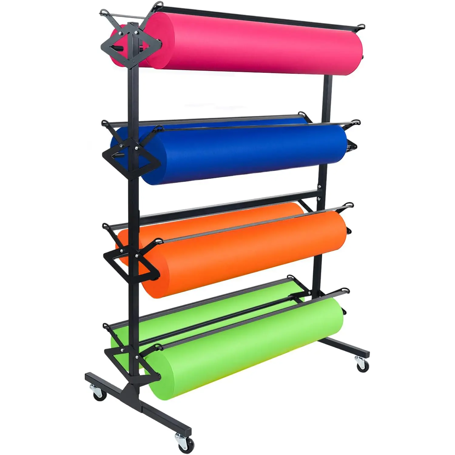 Paper Roll Dispenser Holder, Dispenser Rack and Cutter for Up to 8 Roll 36 Inch Wide Rolls, Mobile Rolling Organizer, Ideal for Butcher, Craft, ArtGift Paper