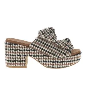 Corkys Womens Put A Bow On It Block  Casual Sandals Casual High Heel 3" & Up - Brown, Off White