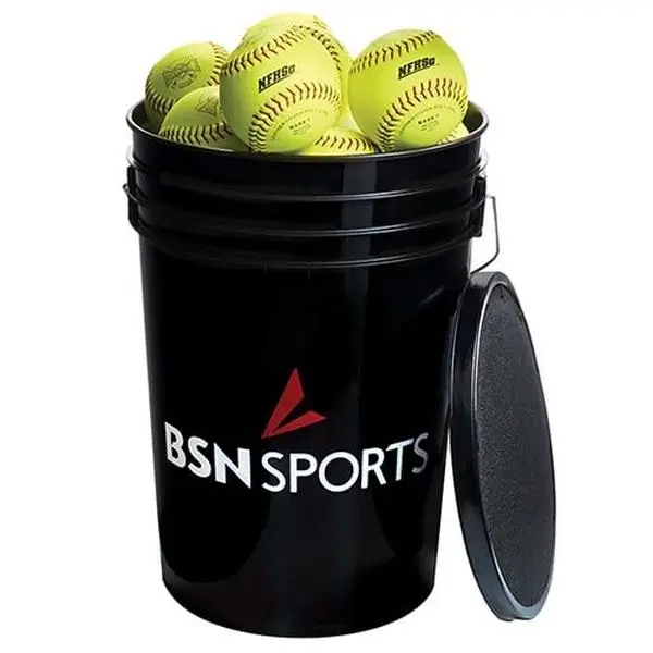 SSN Practice Set - 12 in. Bucket with 2 Dozen Softballs for Baseball & Softball Training, Baseballs, Compression