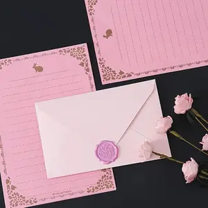 Envelope Set, 32pcs/set Including 20pcs Envelope & 6 Counts Wax Seal & 6 Counts Sealed Letter, Romantic Envelope Set for Business Mail & Party Invitations, Stationery