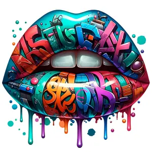 Urban style graffiti lips DTF transfer for t-shirts