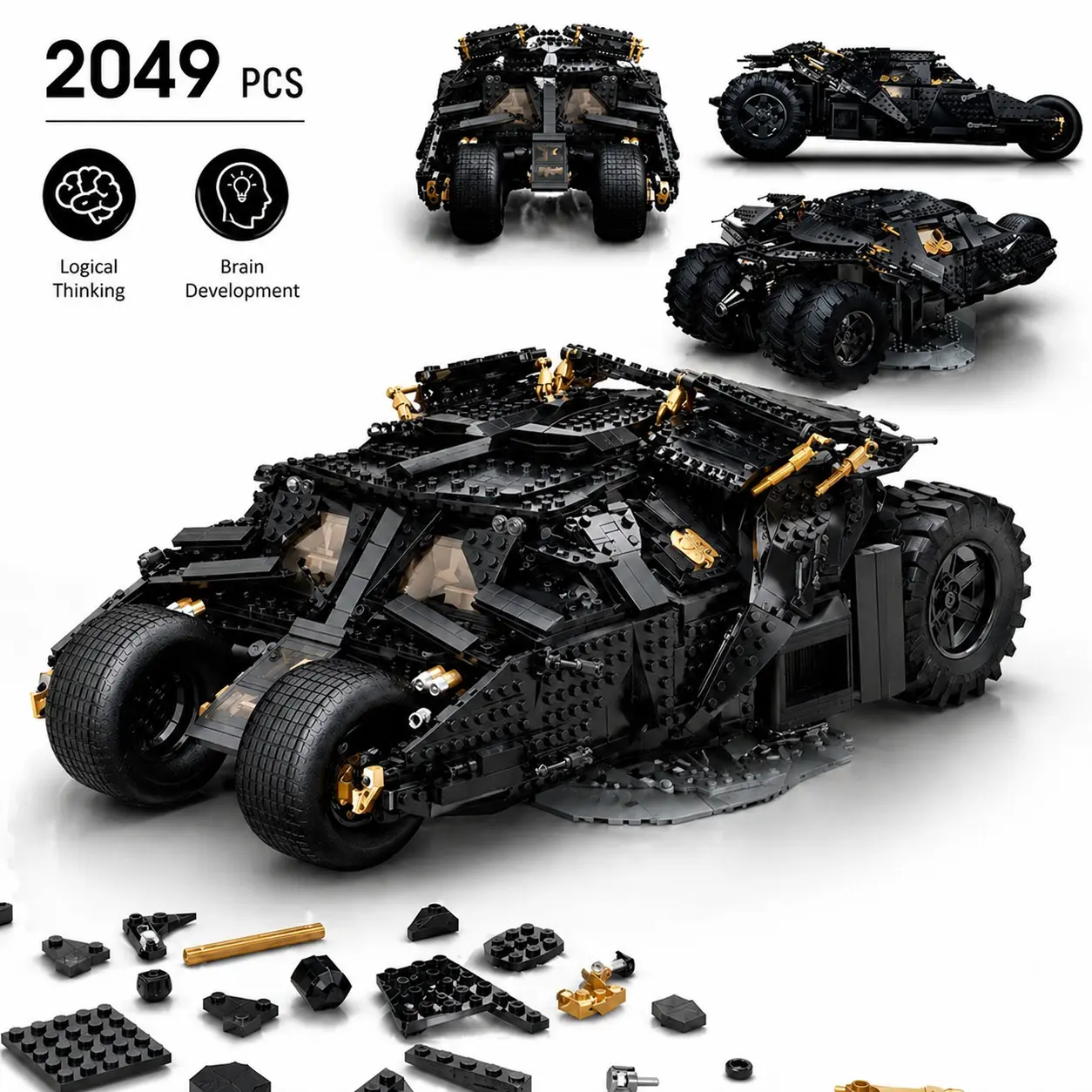 New Batman Bat Battle Vehicle Building Set, Building Block Sets, 2049 Pieces, Unisex Toy Kit, Perfect Birthday Gift for Kids and Adults, Creative Building Blocks
