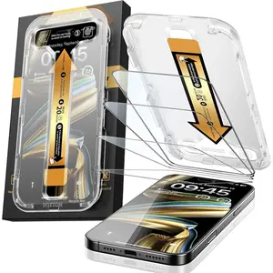4-Pack TOP 9H+ Glass for iPhone 16 Pro Max Screen Protector [Auto Alignment Kit] [10X Military Protection] UNBREAK Tempered Glass for 16 ProMax 6.9 inch Longest Durable Case-Friendly