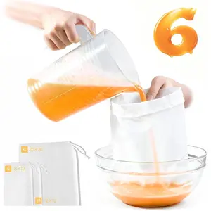 Nut Milk Bag  6 count (20"x20"/12"x12"/12"x8") Cheese Cloths for Straining, Cheesecloth Bags, Juicing Bag, Fine Mesh Nylon Cheese Cloth Strainer Bags, Straining Almond Milk, Juice, , Soy Milk