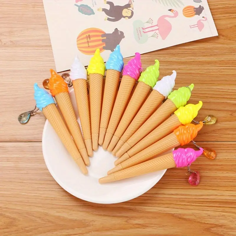 5/10Pcs colorful ice cream pens, novel and cute 0.5mm black gel pens, Gel Ink Pens - the first choice for school supplies and office gifts, suitable for the back-to-school season