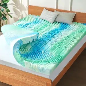 3 Inch 7-Zone Full Memory Foam Mattress Topper Egg Crate Cooling Gel Infused Mattress Pad Bed Topper for Pressure Relief and Back Pain Soft & Breathable, CertiPUR-US Certified