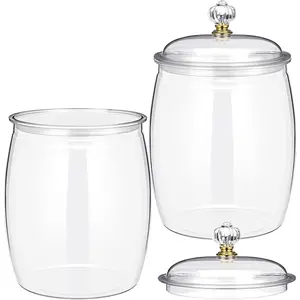 2-Piece Clear Plastic Jars,78 oz Airtight Food Storage Canisters for Candy, Cookies, & Kitchen Organization,Apothecary Jar, Buffet Containers, Large Reusable Jars for Home Decoration