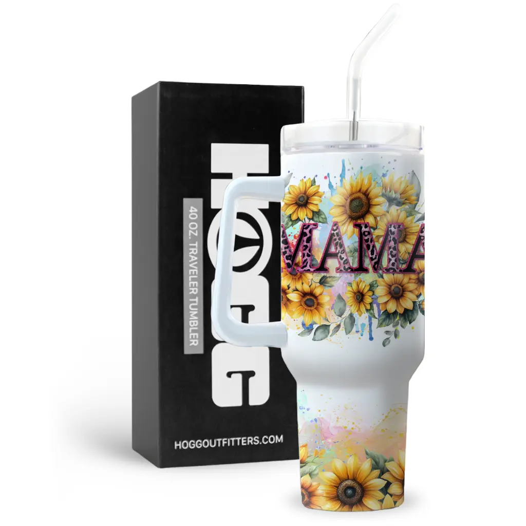 40oz Traveler Tumbler for Mom - Sunflower Mama 40oz Traveler Tumbler for Mom - Sunflower Mama
