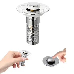 Bathroom Sink Drain Strainer,Pop-up Sink Drain Strainer with Removable Stainless Steel Strainer Basket Hair Catcher, Bathroom Sink Strainer,Universal Fit for US Bathroom Sinks, Bathtubs, Showers & Floor Drains