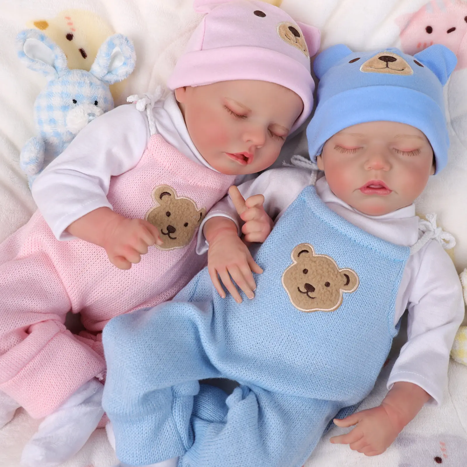 #backtoschool BABESIDE twins Reborn Baby Dolls,17Inch Realistic-Newborn Baby Dolls, Vinyl limbs + fabric body Reborn Baby with Toy Accessories Gift Set for Kids Age 3+ for Christmas New Year's gifts Collectible Dolls