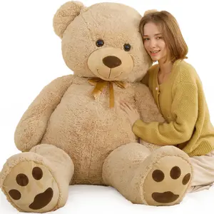 5 Feet Giant Plush Bear Dark Brown Teddy Bear with Smiling Face Premium Stuffed Toy for Girlfriend Kids Valentine's Day Christmas Gift Teddybear