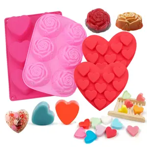 Heart Rose Chocolate Silicone Mousse Mold, DIY Pudding Cheesecake Baking Tray, Multi-Style Heart Shape, Perfect for Home Bakers