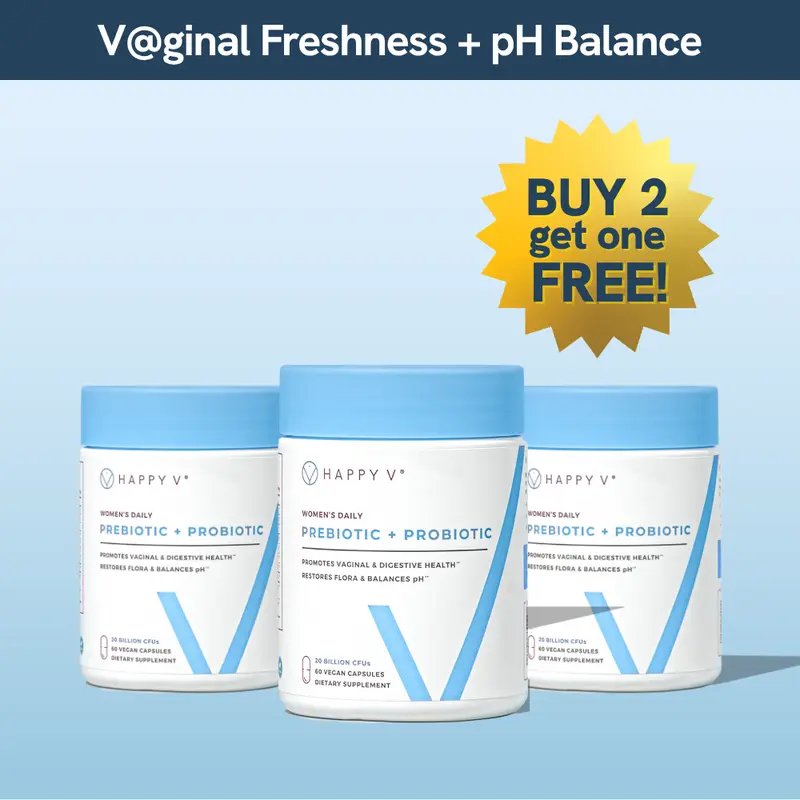 Happy V Prebiotic & Probiotic 3-Pack Bundle TT - Capsules for Optimum Health & Edible Supplement, Vegan, Buy 2 Get 1 Free, Healthcare & Fitness