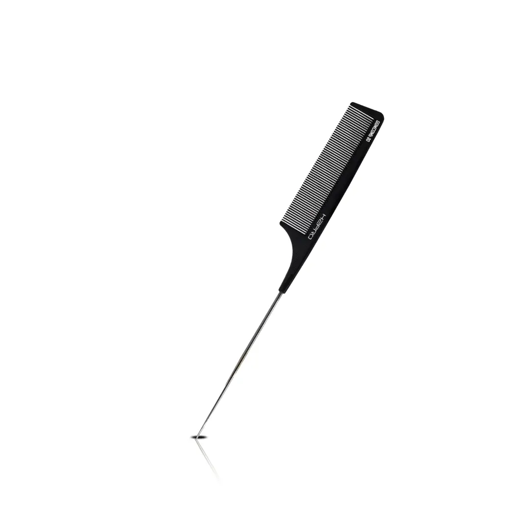 H2PRO GOMCOMb 20 FINE TOOTH PIN TAIL COMB 9 1/4 IN / 235 MM - BLACK - GC20 - PROFESSIONAL HAIR COMB