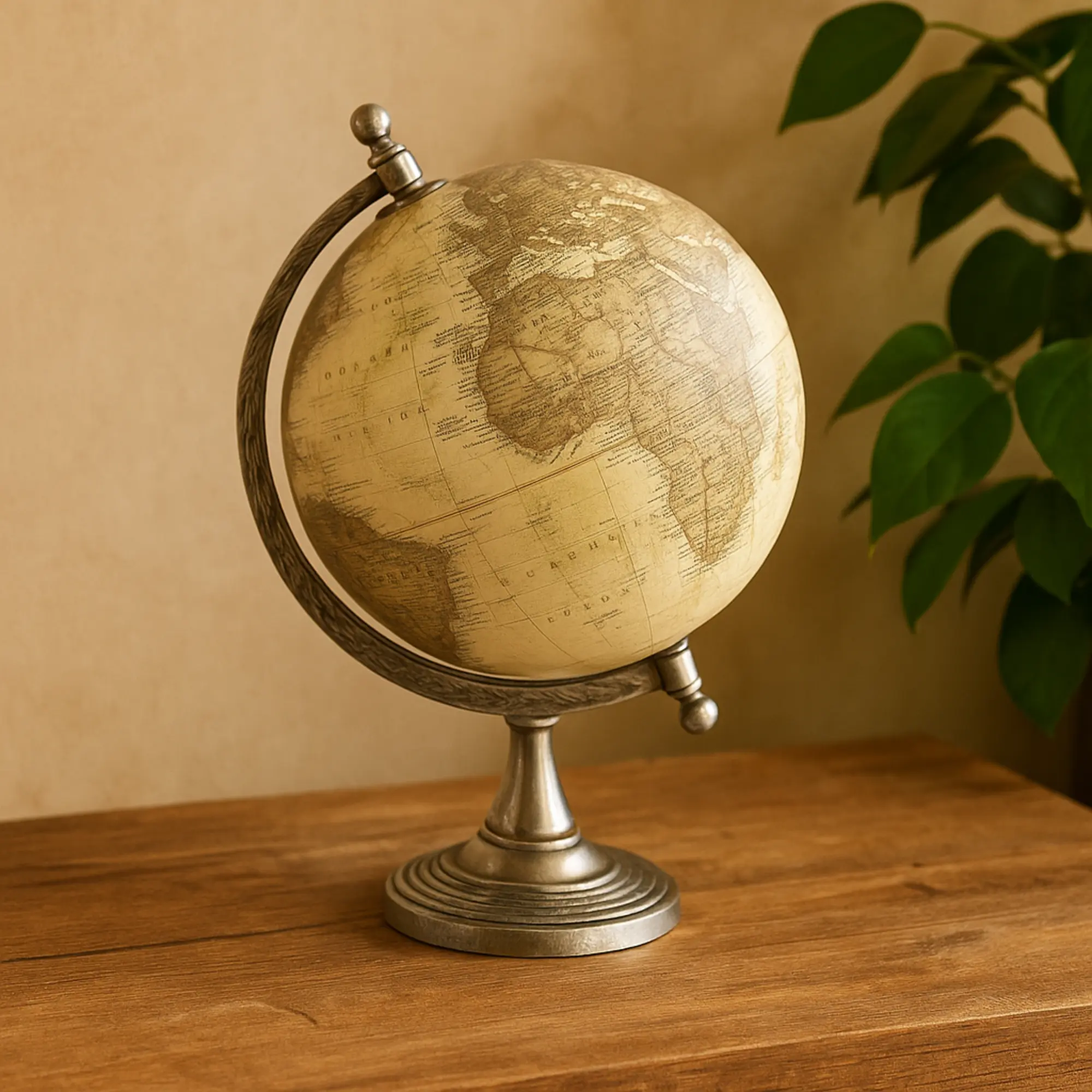 Gold Aluminum Metal Educational/Geographic Earth Globe