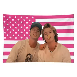 3x5ft Linen-Cotton Print Decorative Light Tapestry Flag - Drew, JJ, Pink Rafe, America, Funny Starkey, Cameron Maybank Design, 4 Brass Grommets - for College Dorms, Patio Decor summerwins,summerwins