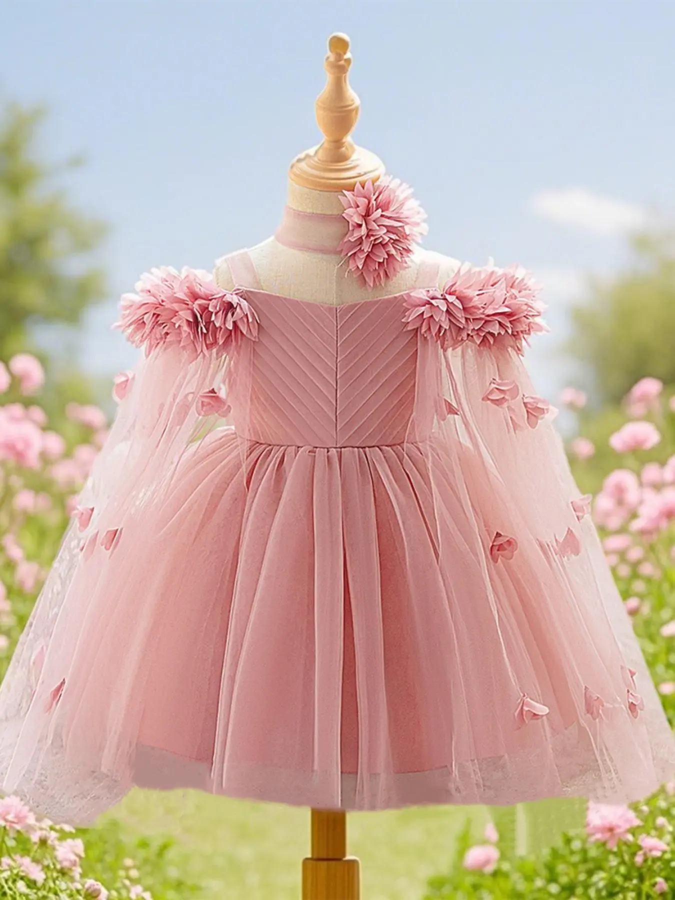 Toddler Girl's Flower Decor Tulle Formal Dress, Elegant Gorgeous Dress for  School Performance Party Wedding, Kids Clothes for All Seasons - TikTok Shop