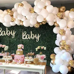 White Balloon Arch Garland Kit - 124 Pcs White, Gold and Gold Confetti Balloons Does not apply
