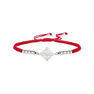 Unisex Energy Knot Bracelet - Adjustable Red Cord with Elegant Stainless Steel Cross Charm & Beads