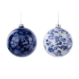 120Mm Fancy Floral Chinoiserie Orn in White/Blue or Blue/Blue