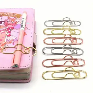 Random Color Metal Fixed Pen Clip, 6/12/24 Counts Cute Pen Buckle, Paper Clip with Pen Buckle, Journal