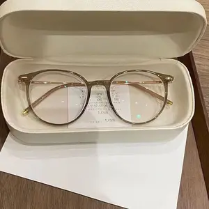 Douyin transparent tea gold glasses ultra-light cold brown plain artifact female Korean version myopia can be matched with degree eye frame frame frame