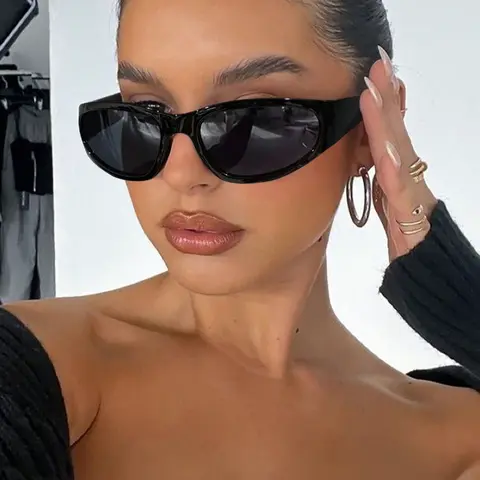 Unisex Street Hip-Hop Oval Frame Trendy Fashion Classic Oval Summer Sunglasses, Perfect for Vacation Casual Wear, Stylish & Holiday Gifts, Fashionable Sunglasses