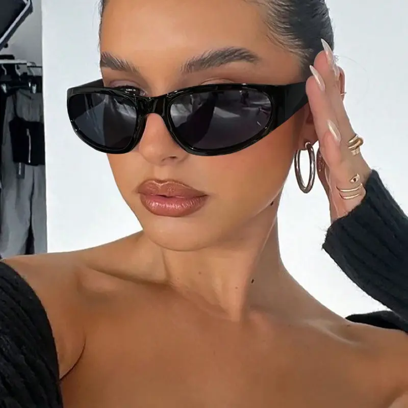 Unisex Street Hip-Hop Oval Frame Trendy Fashion Classic Oval Summer Sunglasses, Perfect for Vacation Casual Wear, Stylish & Holiday Gifts, Fashionable Sunglasses