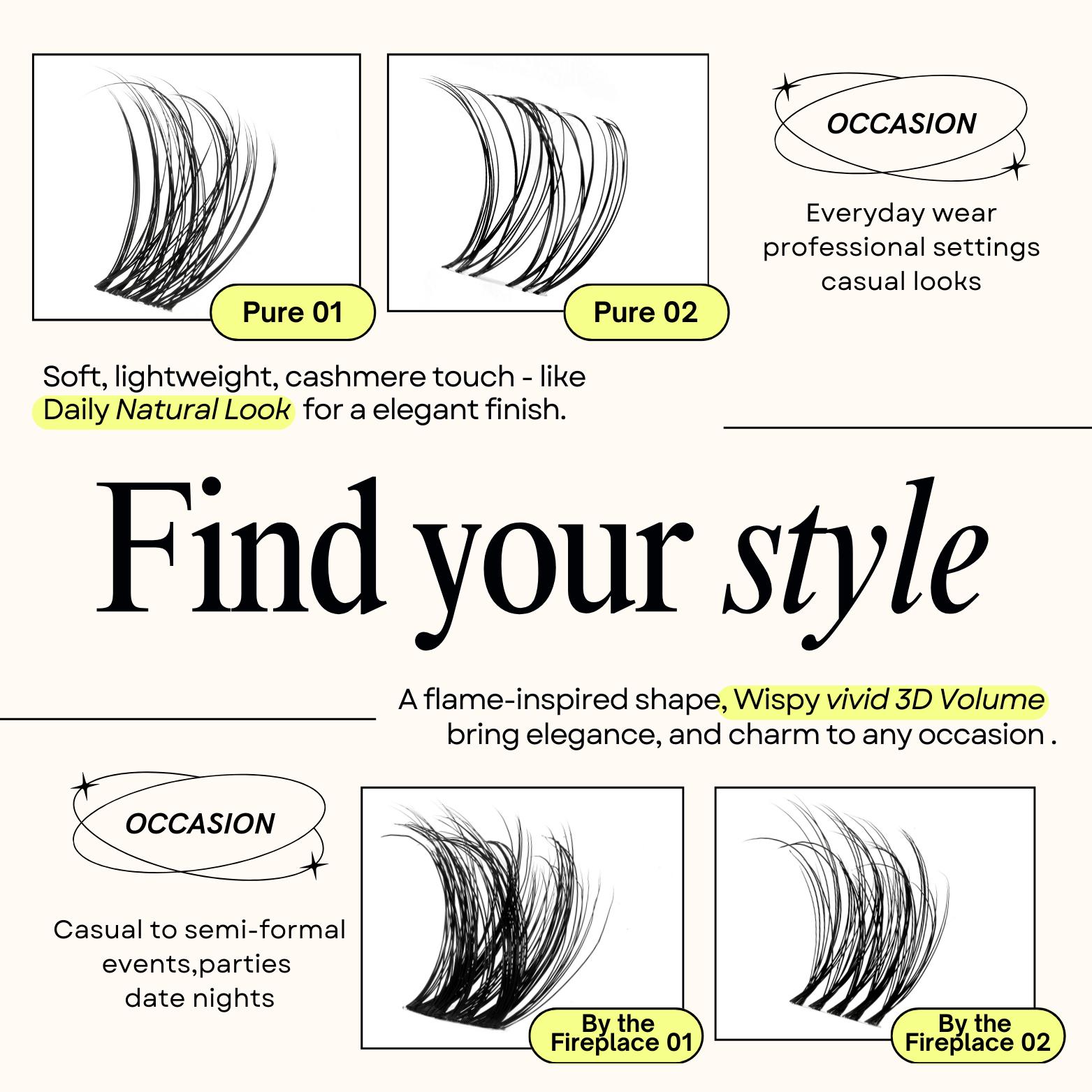 Feinner DIY Lash Cluster Kit Invisible Soft Band Long Lasting Waterproof Bond Seal Remover Natural Eyelashes for Salon Quality at Home Must-Have Cluster Pure Clean Look