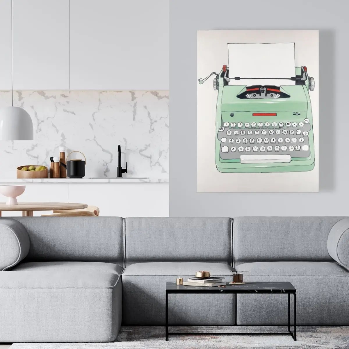 360 Stand Mint Typewriter Wall Art Print - 36x48 in. Poster, Art Wall Decor, Artwork for Bedroom, Decor Inspo, Hangable Home Decoration Gift for Home Supplies, Artistic, Room Inspo