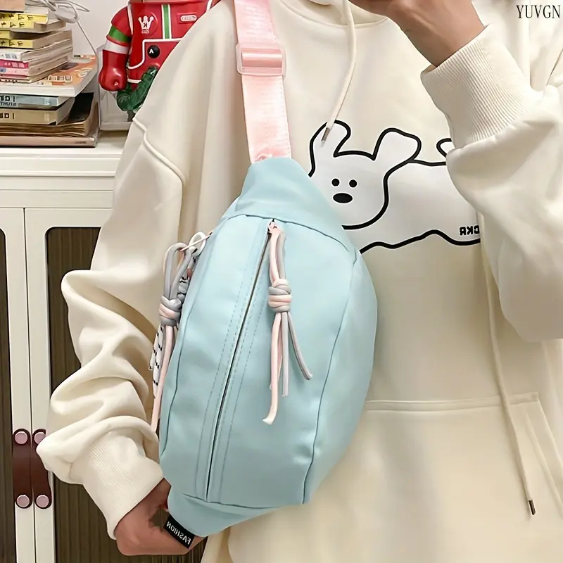 Casual Shoulder Bag, Sporty Nylon Crossbody Sling Pack with Multiple Pockets for Travel and Gym, Plain, Multi-Pocket
