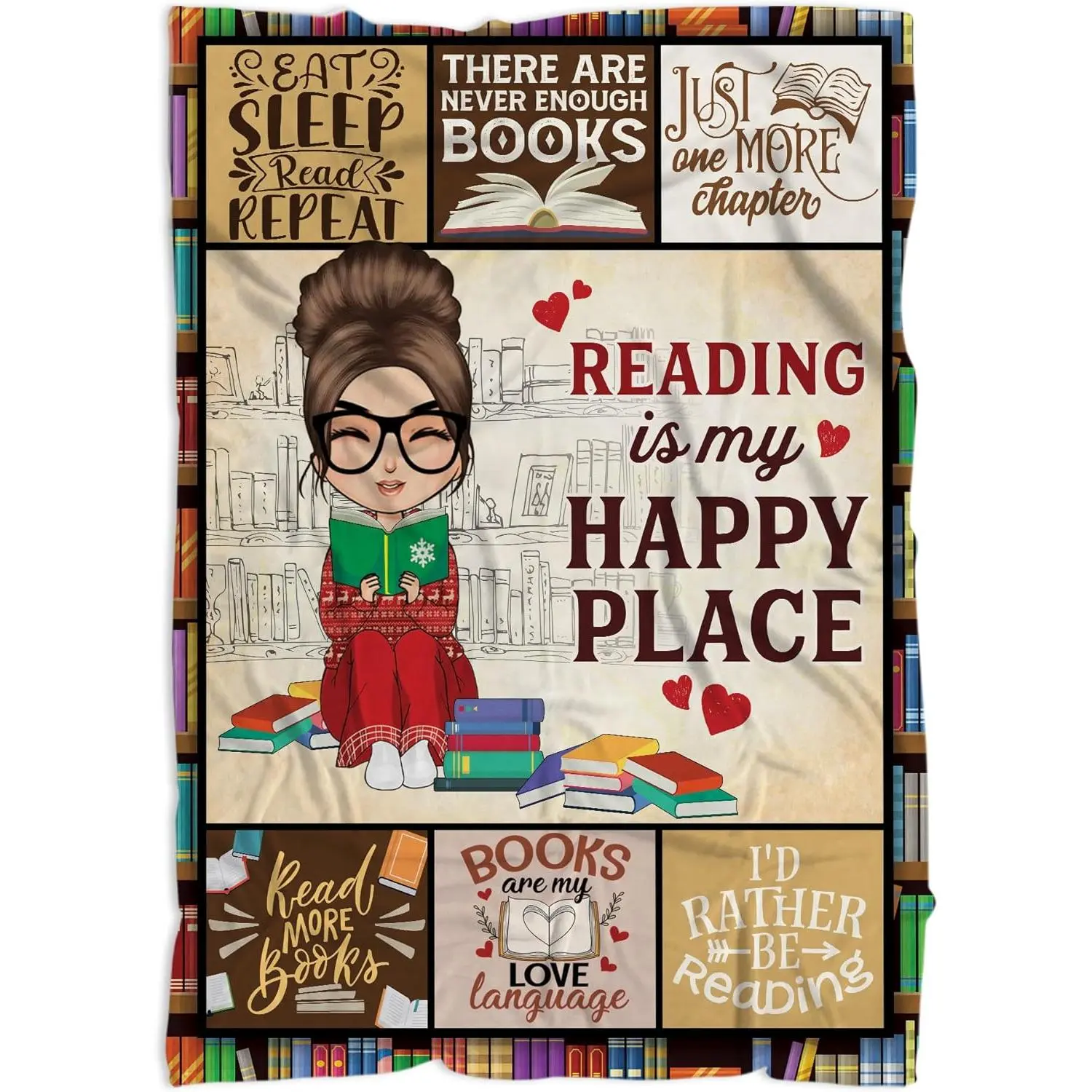 Book Lovers Gift for Women Girl Her, Book Blanket, Book Club Gifts for Readers Librarian Bookish Bookworm, Reading Blanket, Birthday Gift for Daughter Besties Sister Coworker, Book Accessories
